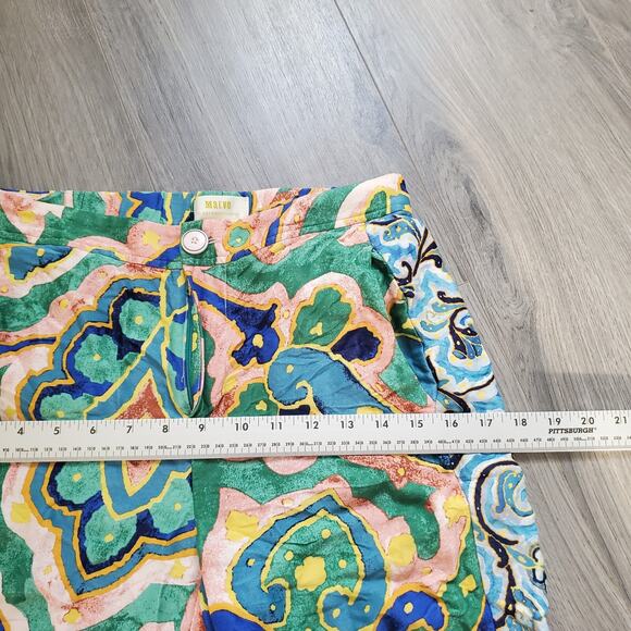 Maeve Pants 4P Anthropologie Art Wear Colorful Business Casual Satin Funky - Picture 5 of 10